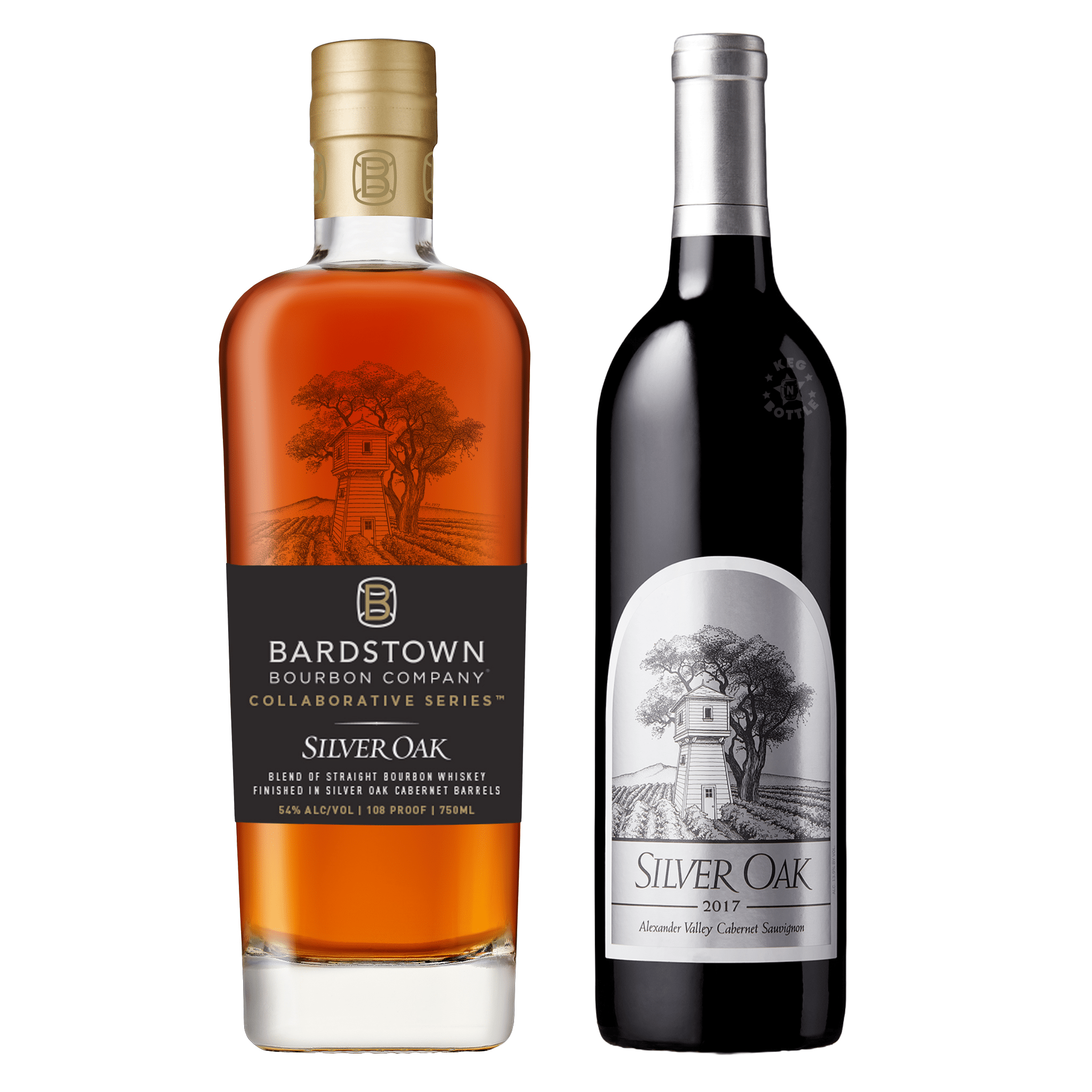 Silver Oak Alexander Valley Cabernet Sauvignon & Bardstown Silver Oak Whiskey Combo Pack (2 x 750 mL) - Keg N Bottle