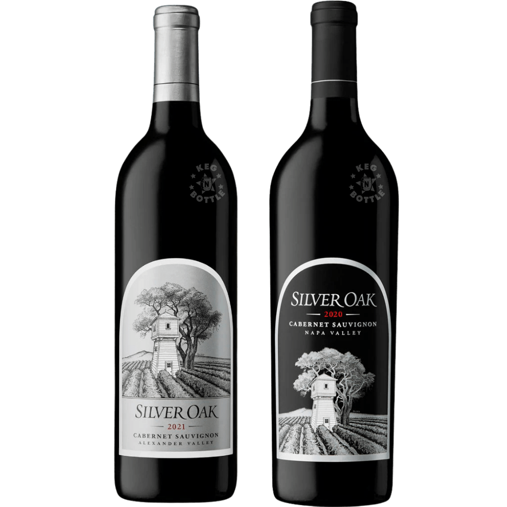 Silver Oak Cabernet Sauvignon Napa Valley 2020 and Alexander Valley 2021 wine bundle
