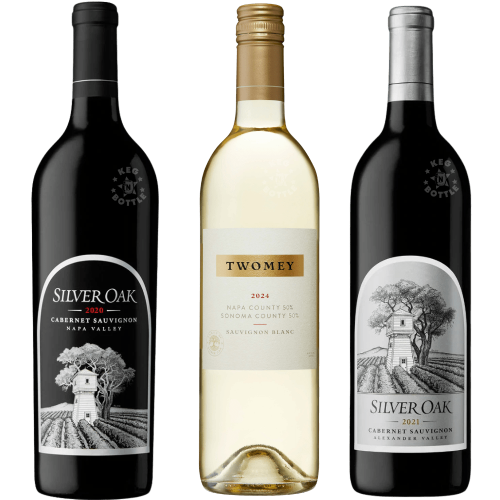ワインバスケット　シルバー　二個セット Silver Oak Cabernet & Twomey Sauvignon Blanc Wine Trio Bundle