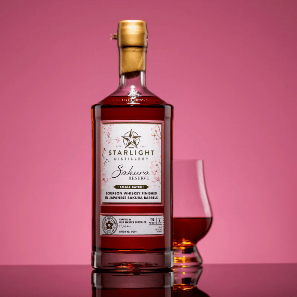Starlight Distillery Sakura Reserve Small Batch Bourbon Whiskey finished in Japanese Sakura barrels. 2
