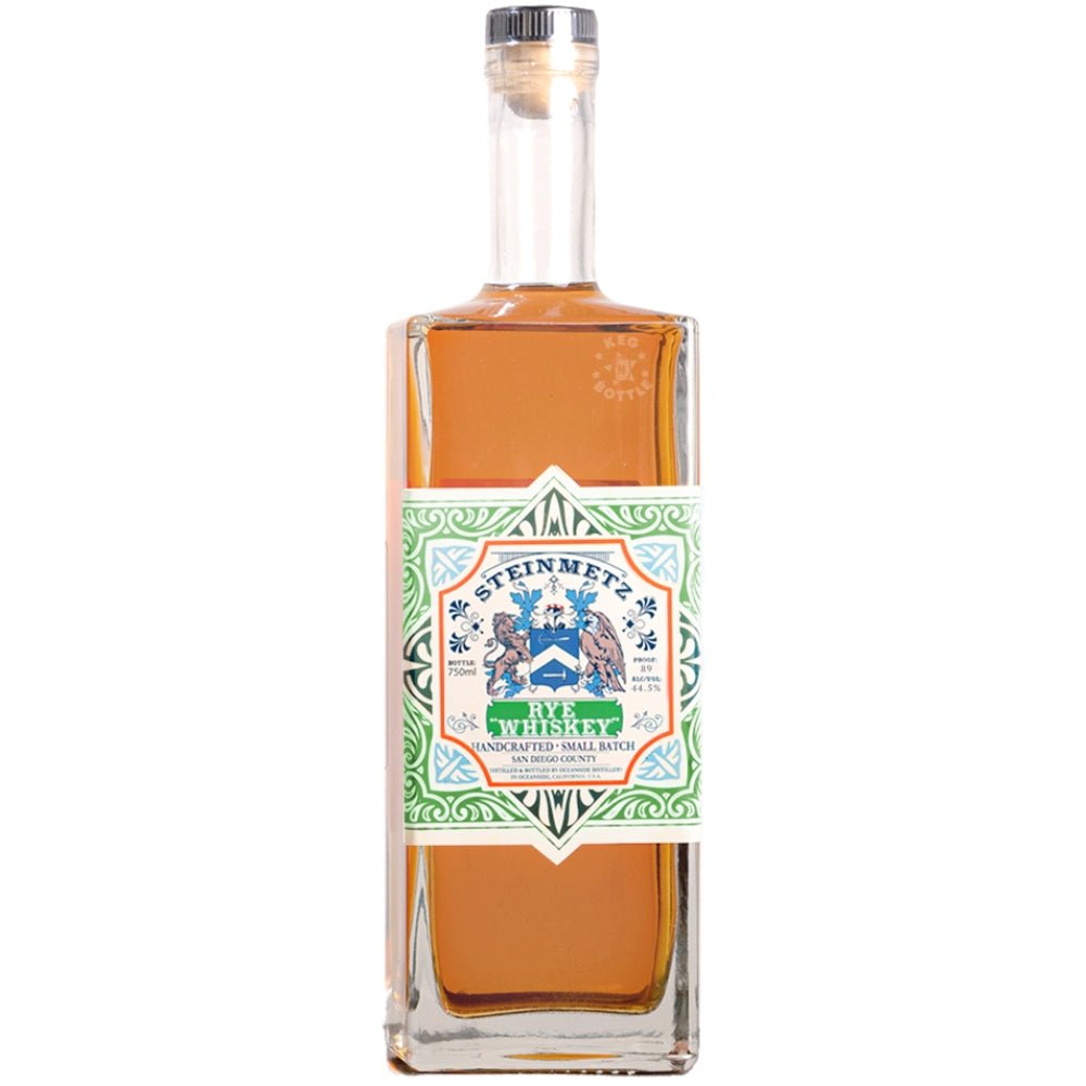 Steinmetz 89 Proof Rye Whiskey 750mL bottle with green and white label