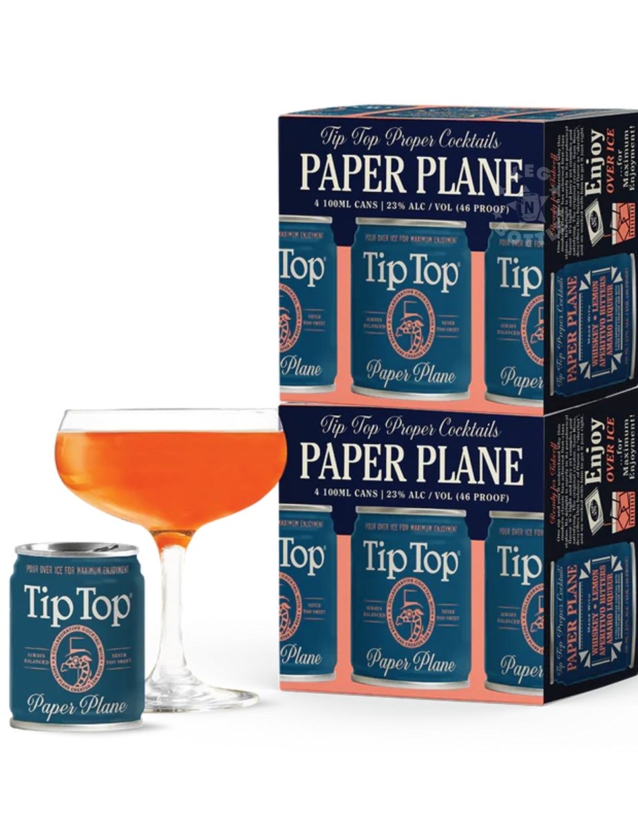 Tip Top Paper Plane 4-Pack cocktail with whiskey, lemon & bitters
