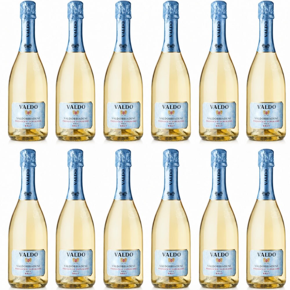 Valdo Valdobbiadene Prosecco Superiore Brut 750mL Italian sparkling wine bottle 12 Pack