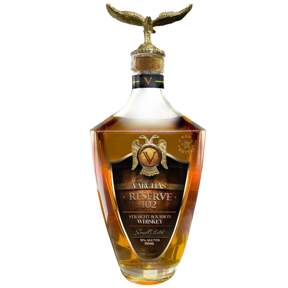 Varchas reserve 102 straight bourbon whiskey single barrel 750ml bottle with eagle topper