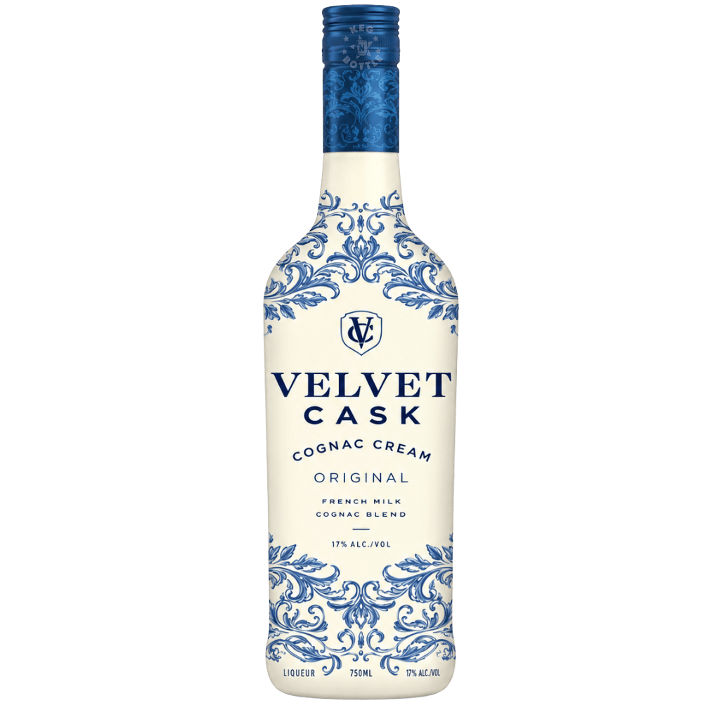 Velvet Cask Original Cognac Cream Liqueur 750mL bottle crafted with French Cognac and real cream.