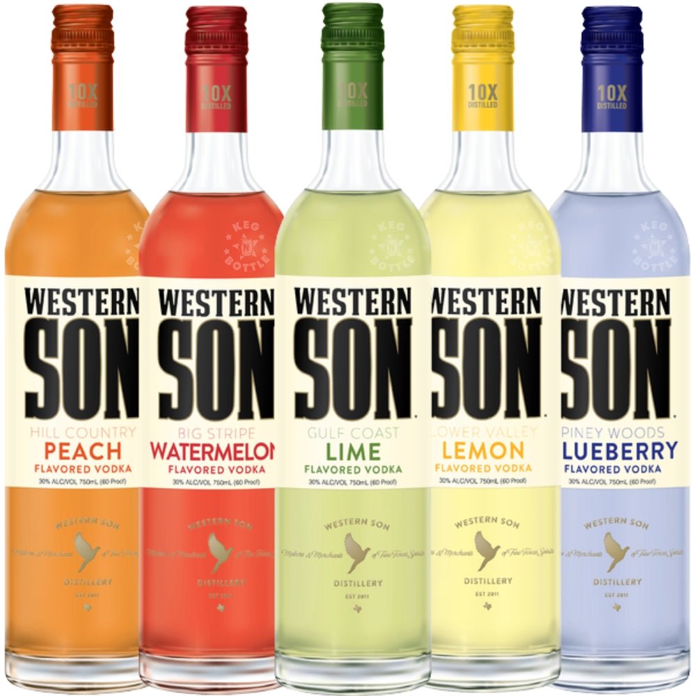 Western Son Rainbow Pack flavored vodka set with five colorful bottles 750ml