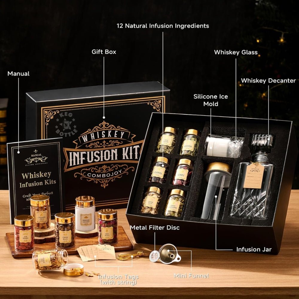 whiskey infusion kit gift set with botanicals decanter glass and infusion jar 2