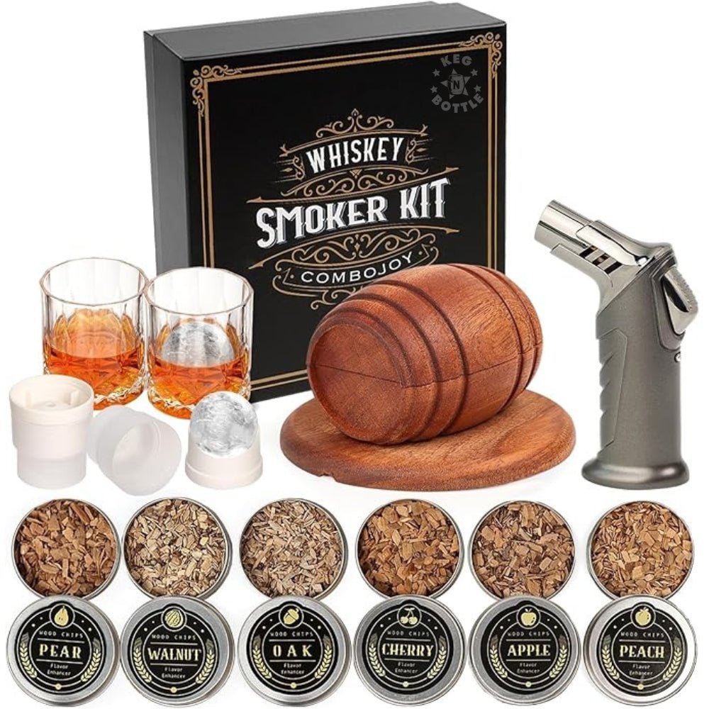 Whiskey Smoker Kit with Torch, 6 Wood Chip Flavors & Glass Accessories | Keg N Bottle