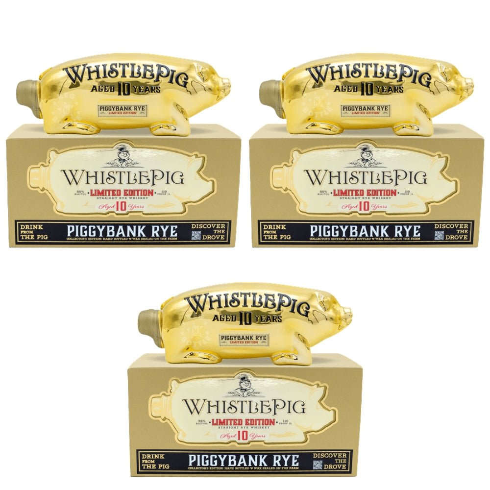 WhistlePig PiggyBank Rye Whiskey 3-Pack collectible bottles