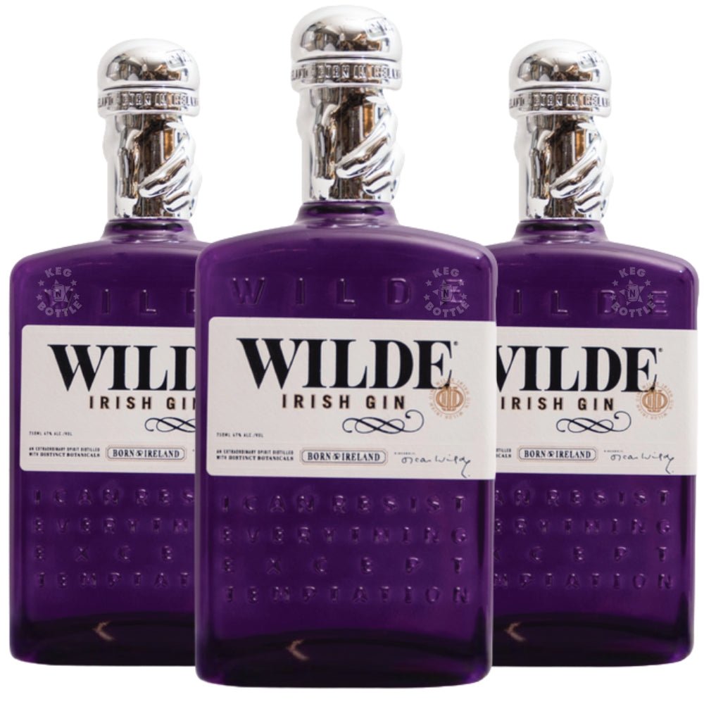 Wilde Irish Gin 3-Pack – three 750 ml bottles of Irish gin from West Cork, purple bottles