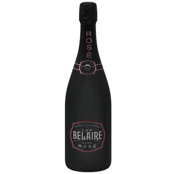 Luc Belaire Rare Rosé 750mL French sparkling rosé in signature black bottle with pink accents.