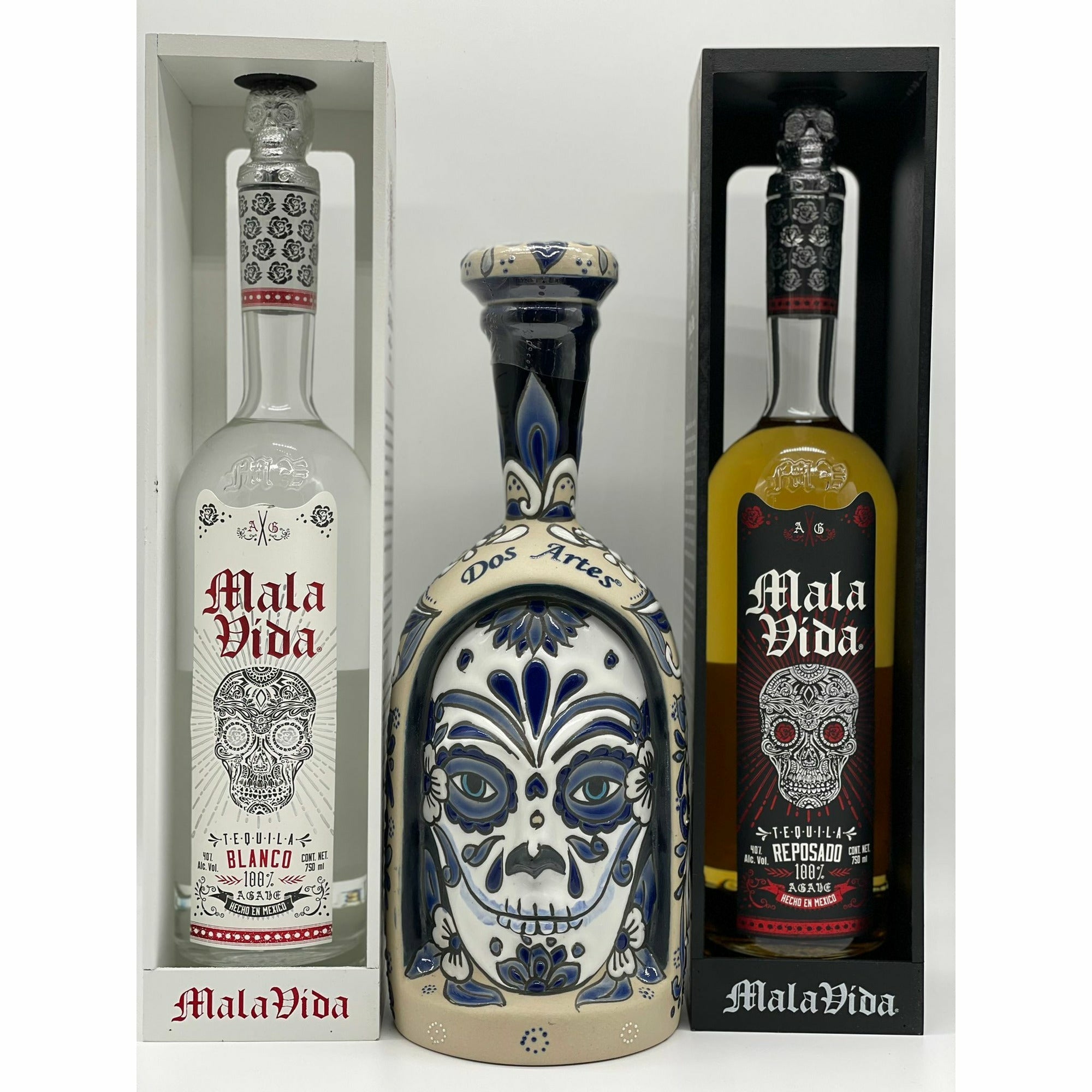 Dos Artes Skull Face, Mala Vida Blanco/Reposado Combo Set | Keg N Bottle