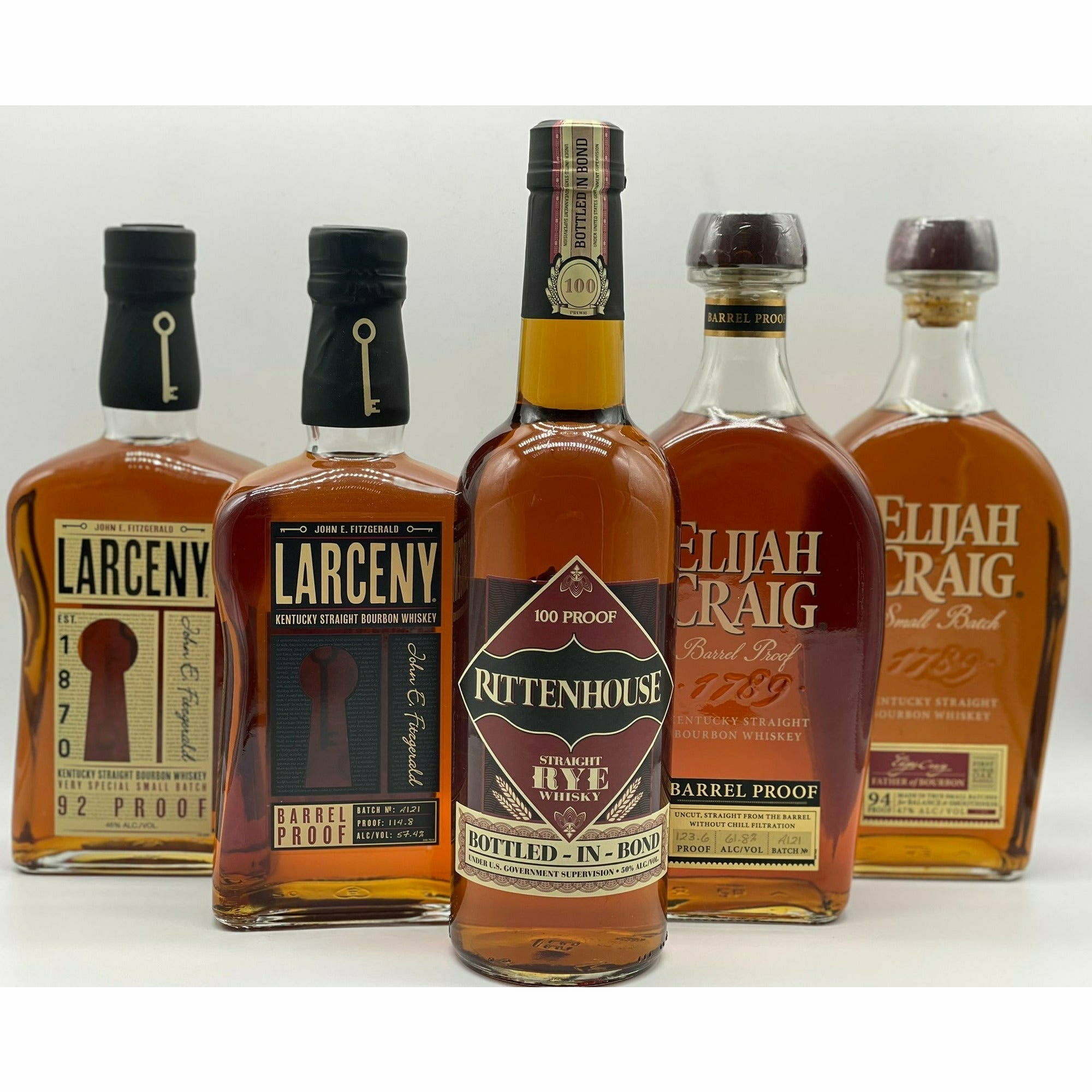 Larceny / Rittenhouse / Elijah Craig Whiskey Set (5 x 750ml) | Keg N Bottle