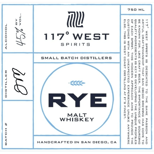 117° West Spirits Rye Malt Whiskey (750 ml) | Keg N Bottle