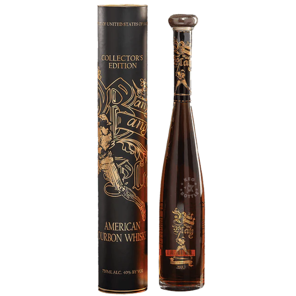 Bang Bang Play American Bourbon Whiskey Collector’s Edition black and gold tube packaging