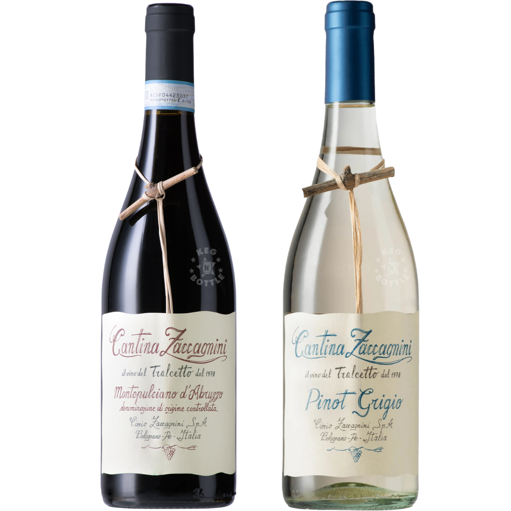 Cantina Zaccagnini Red and White Wine Bundle featuring Montepulciano d'Abruzzo and Pinot Grigio Terre d'Abruzzo 750mL bottles from Italy