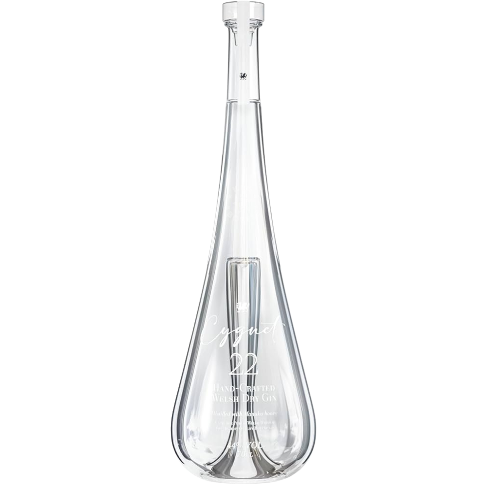Cygnet 22 Welsh Dry Gin distilled with Manuka honey 700mL luxury glass bottle.