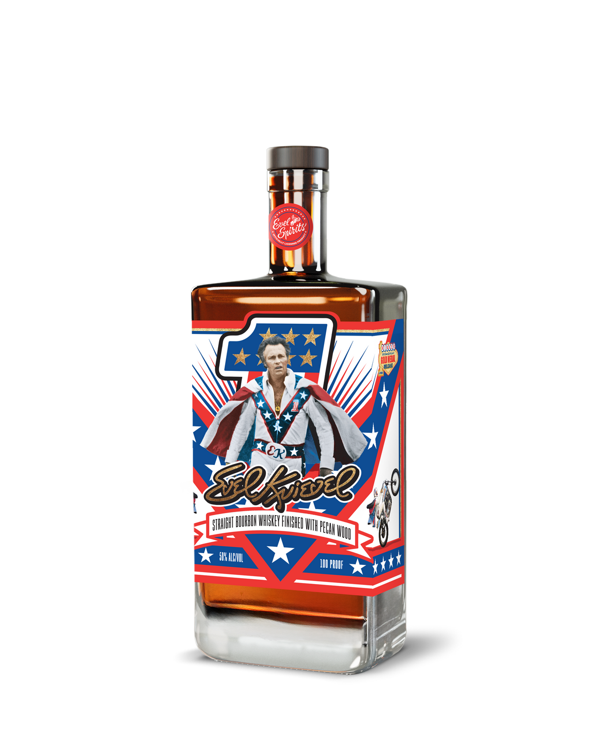 Land Run Evel Knievel Edition Straight Bourbon Whiskey Finished with Pecan Wood (750 mL)
