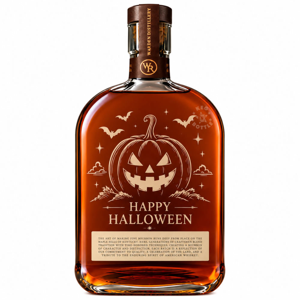 Engraved Halloween Woodford Reserve Bourbon Whiskey (750mL) - Pumpkin