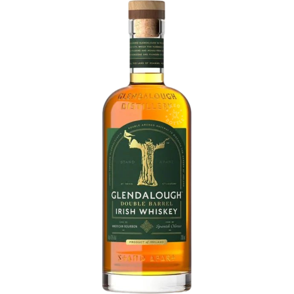 Glendalough Double Barrel Irish Whiskey 750mL bottle matured in American bourbon barrels and finished in Spanish Oloroso sherry casks.