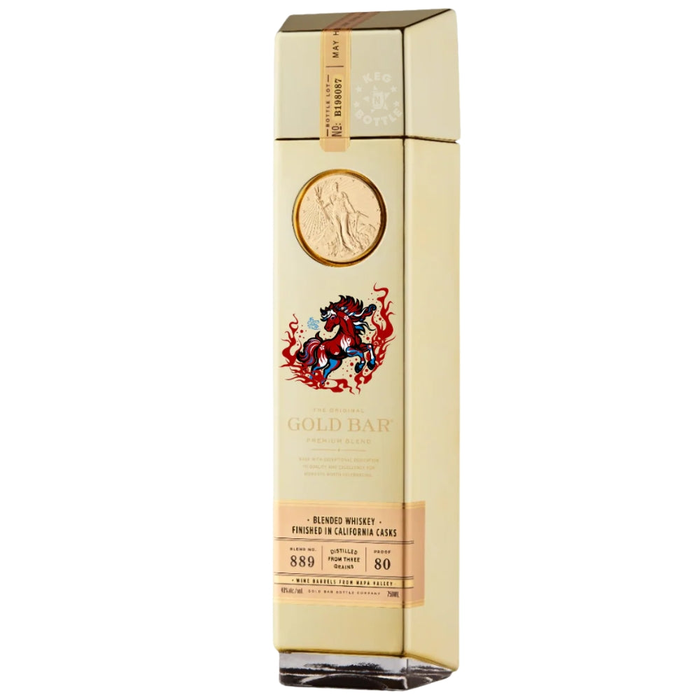Gold Bar Lunar New Year Horse Blended American Whiskey 750 ml gold bar shaped bottle limited edition