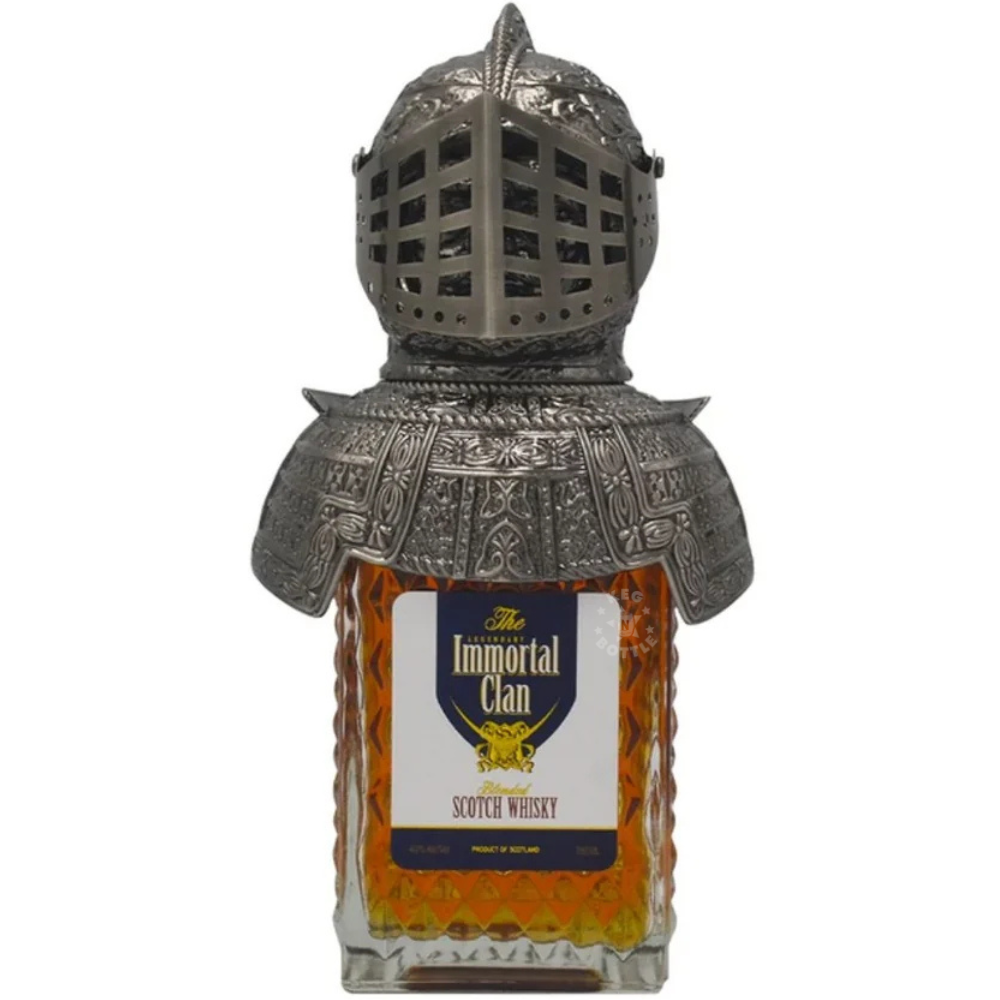 Immortal Clan Scotch Whisky Knight Edition Gift Set 750mL in collectible medieval knight helmet presentation case. 2