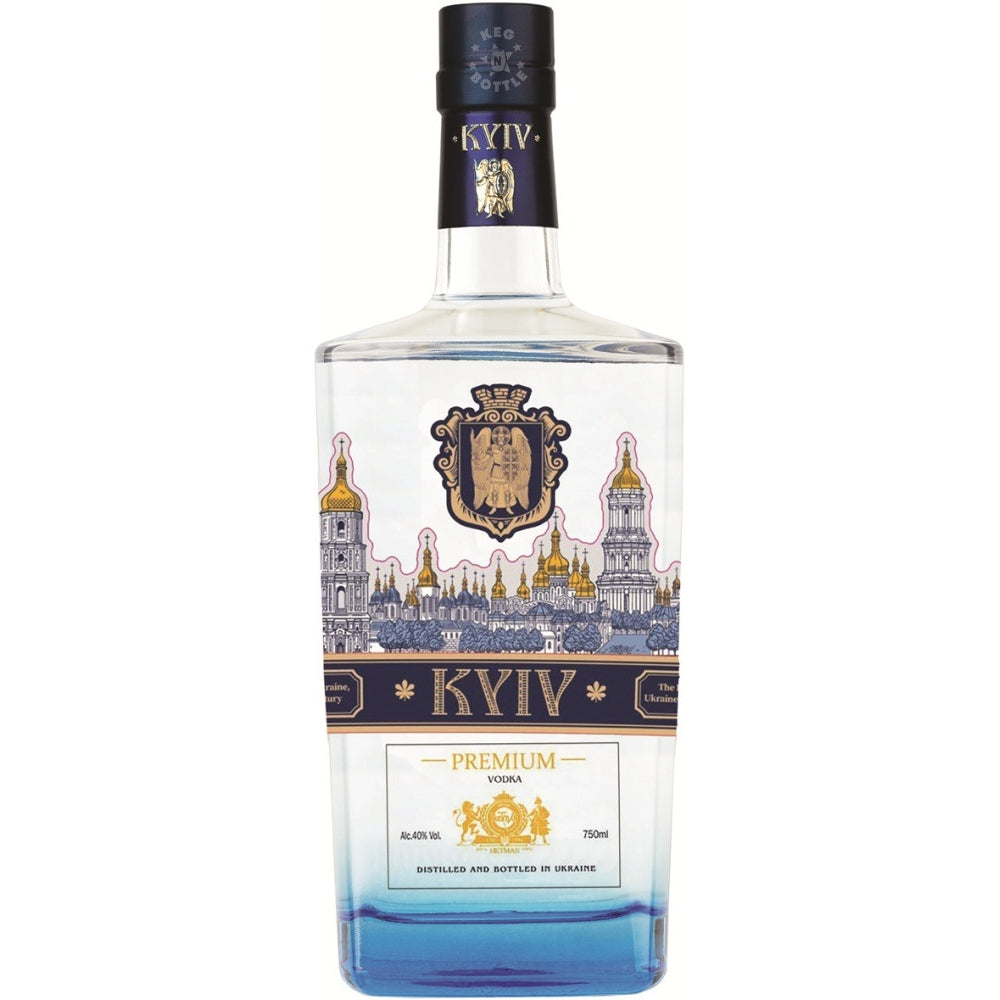 Kyiv Premium Ukrainian Vodka bottle with decorative Kyiv landmark gift box
