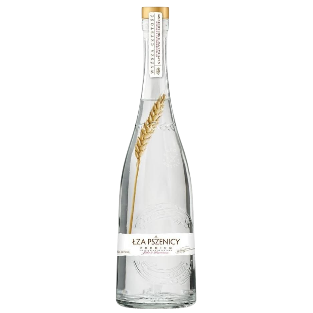 Lza Pszenicy Z Klosem Premium Vodka 700mL bottle from Poland featuring a distinctive wheat ear inside the bottle.