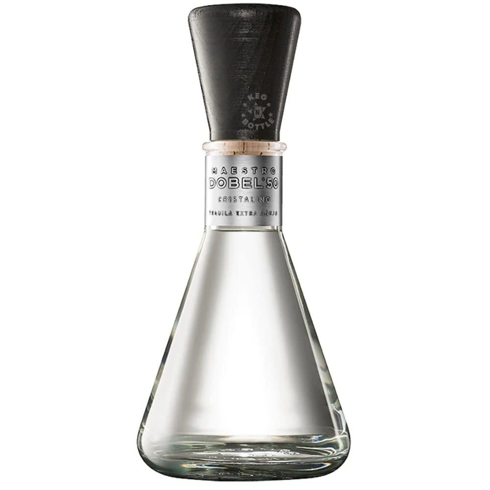 Maestro Dobel Cristalino Extra Añejo Tequila 750mL in its signature decanter-style bottle crafted from 100% Blue Weber Agave.