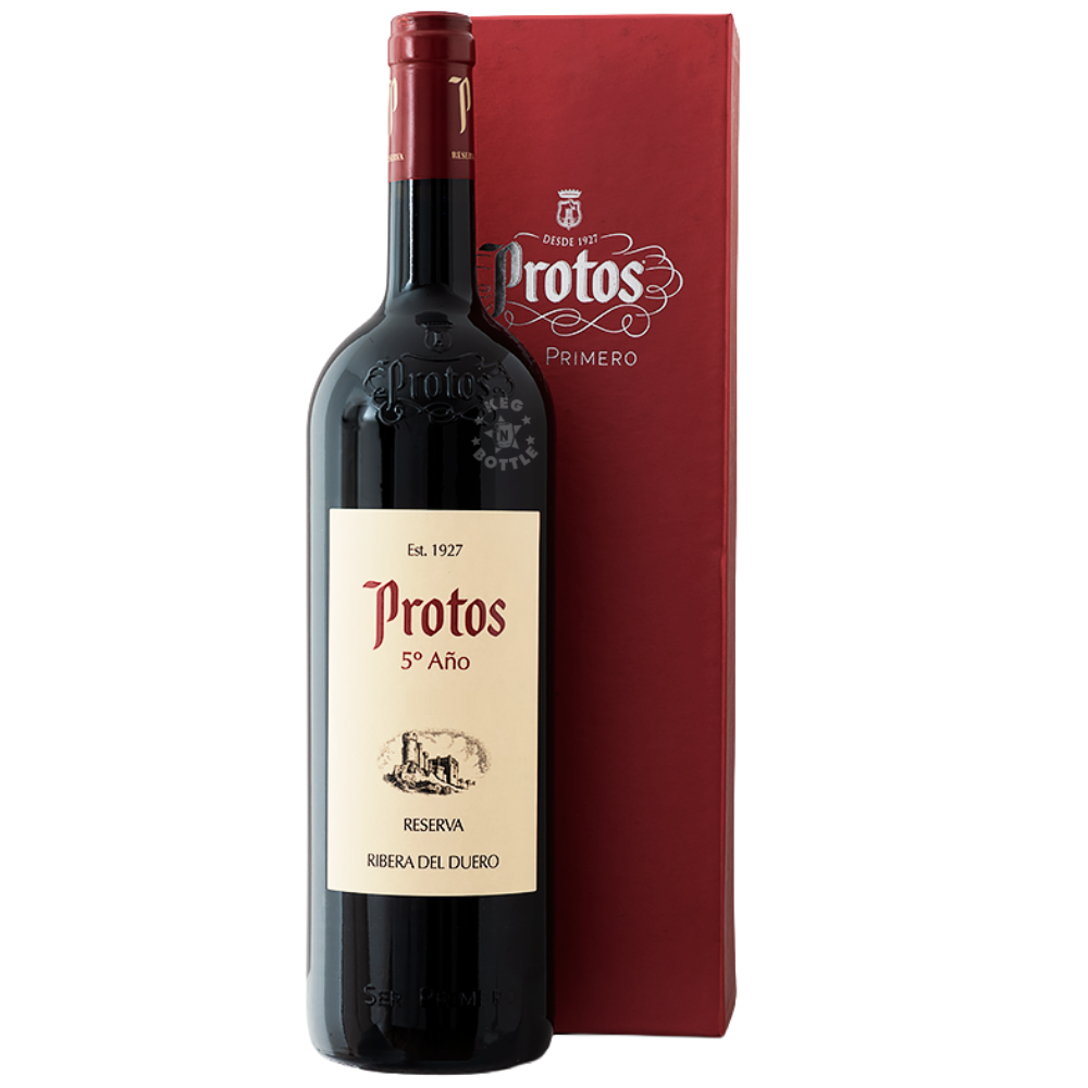 Protos 5º Año Reserva Ribera del Duero Spanish red wine 750mL bottle.