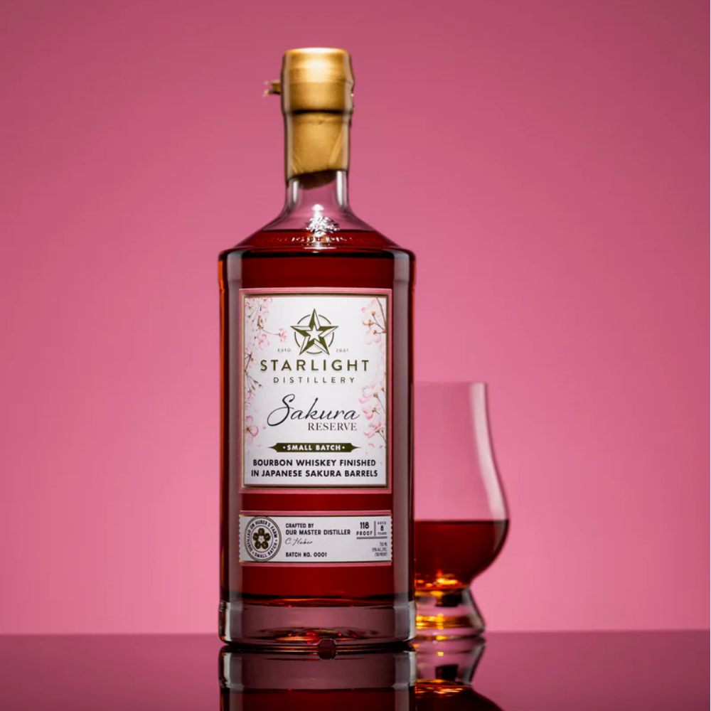 Starlight Distillery Sakura Reserve Small Batch Bourbon Whiskey finished in Japanese Sakura barrels. 2