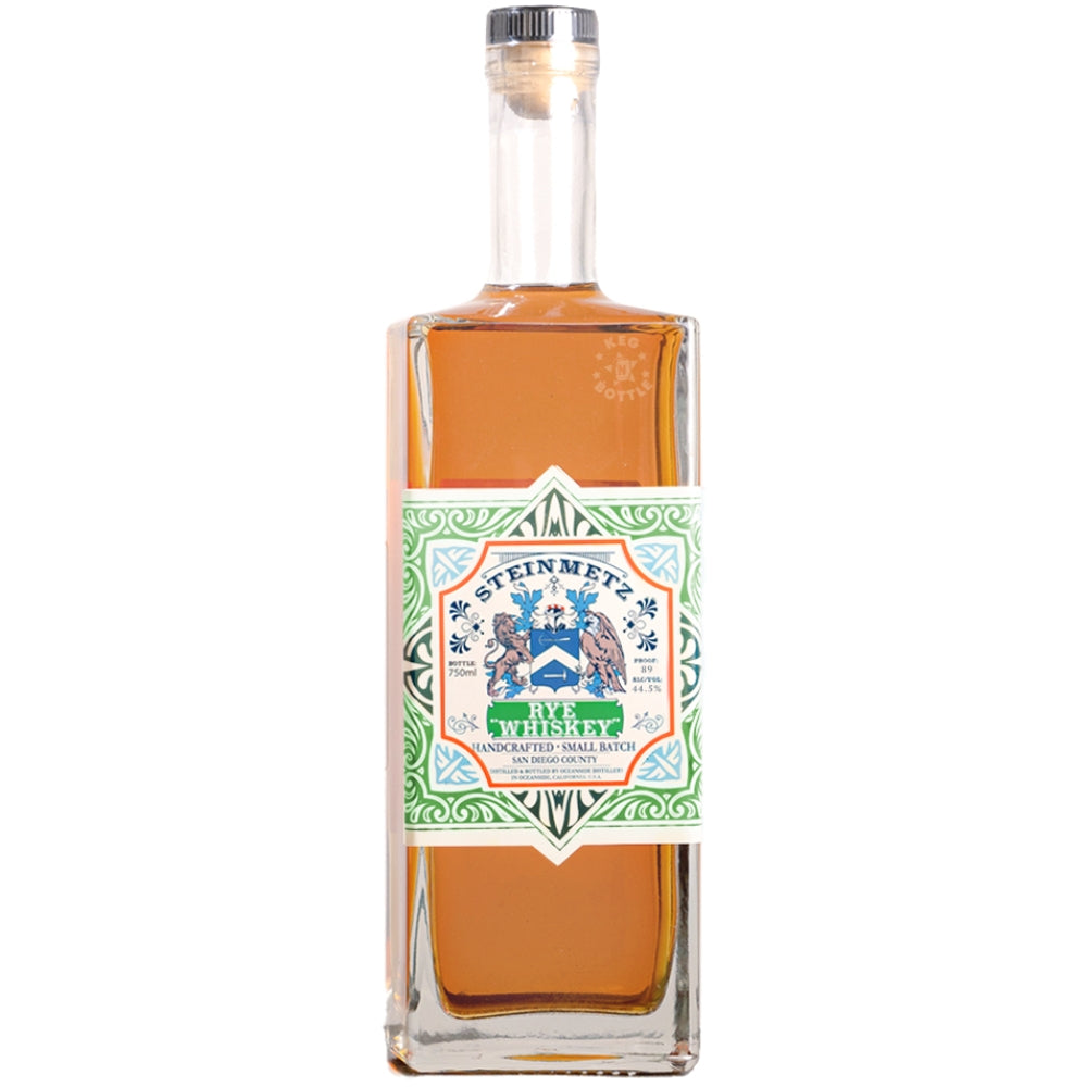 Steinmetz 89 Proof Rye Whiskey 750mL bottle with green and white label