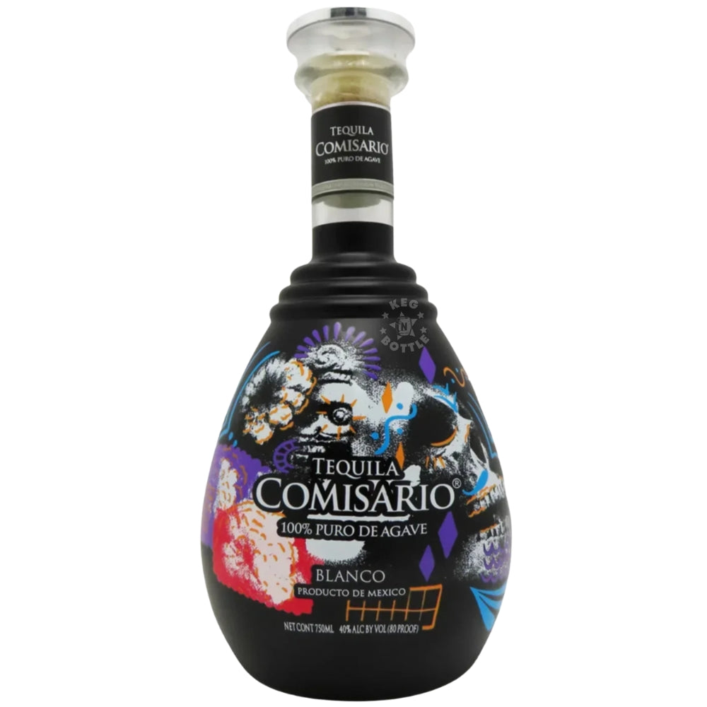 Tequila Comisario Blanco 100 percent agave tequila 750 ml artistic bottle design from Mexico