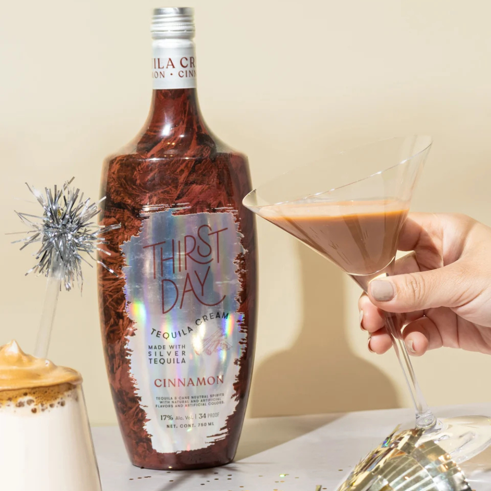 Thirst Day Cinnamon Tequila Cream 750mL bottle crafted with premium Tequila Blanco, rich dairy cream, and warm natural cinnamon flavor. 2