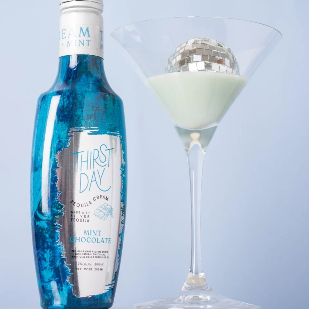 Thirst Day Mint Chocolate Tequila Cream 750mL bottle made with premium tequila featuring rich chocolate and refreshing mint flavors. 2