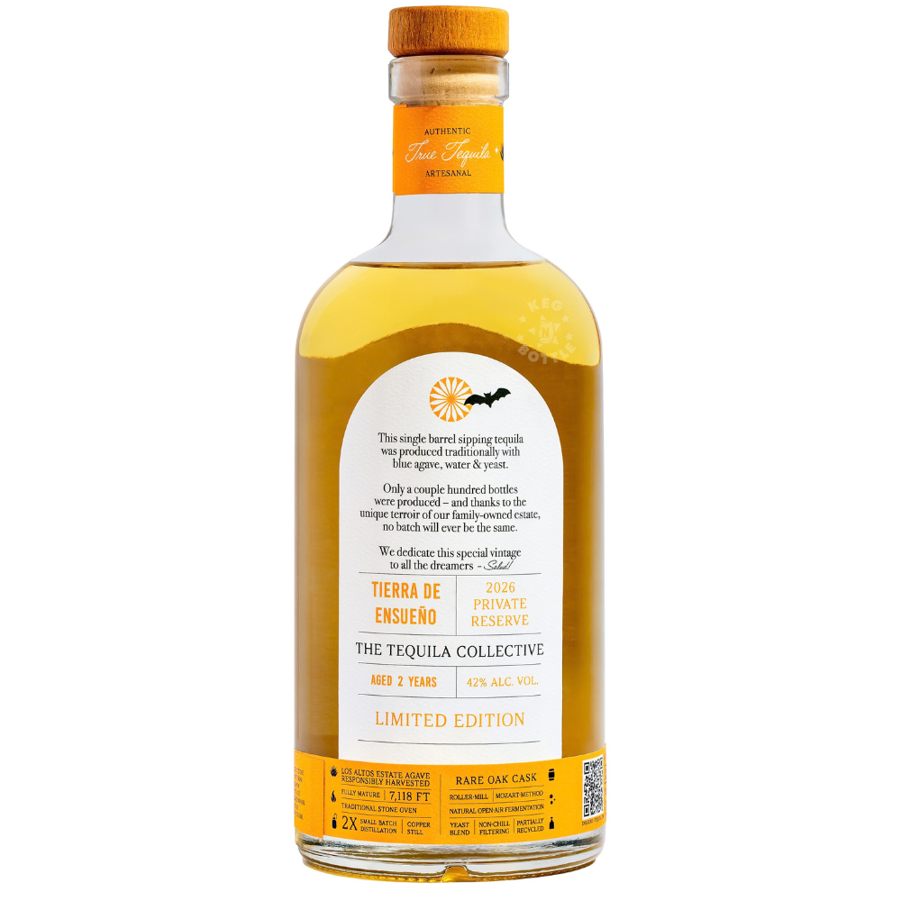 Tierra de Ensueño 2026 Private Reserve Single Barrel Añejo Tequila 750mL aged 2 years and bottled at 42% ABV. 2