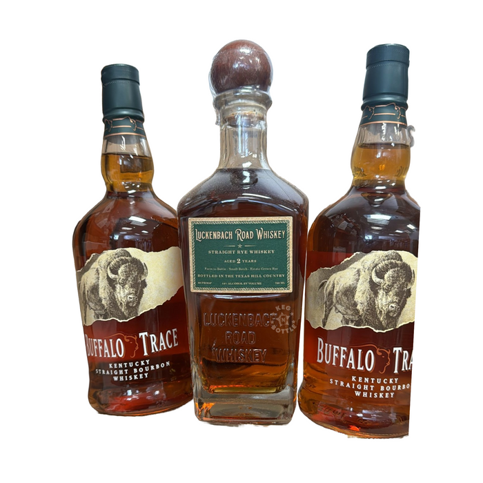 Buffalo Trace Bourbon x Luckenbach Rye Whiskey Combo Pack (3 x 750 ml)