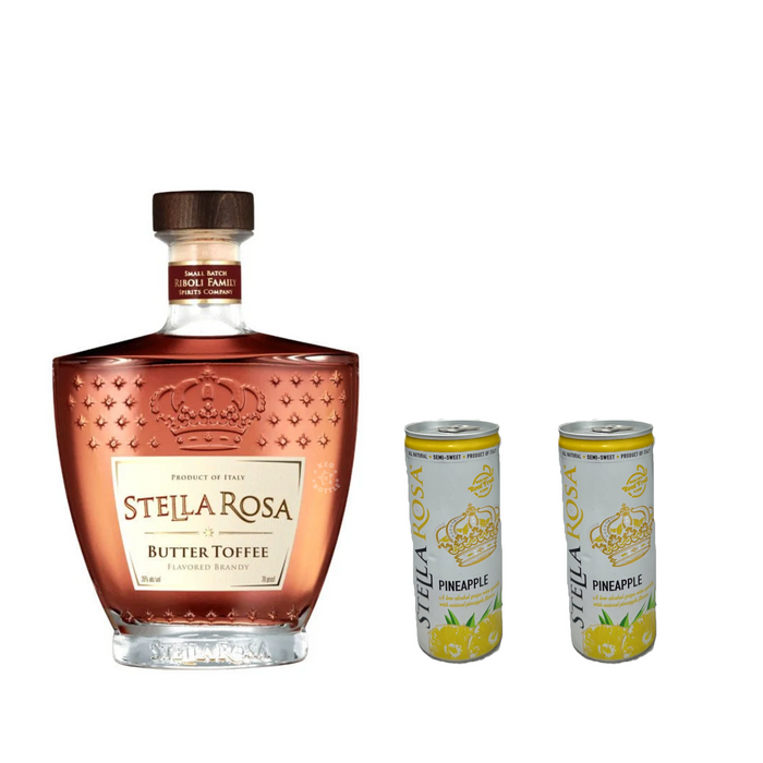 Stella Rosa Butter Toffee Brandy & 2 Pineapple Cans Combo Pack