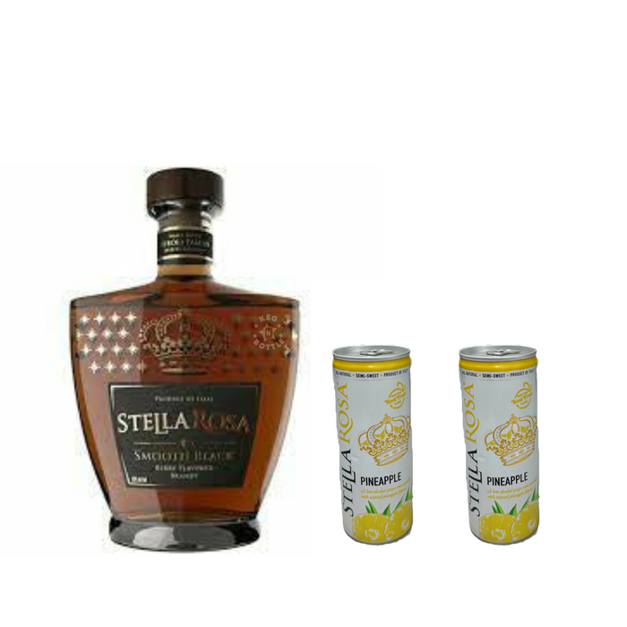 Stella Rosa Smooth Black Berry Flavored Brandy & 2 Pineapple Cans Combo Pack