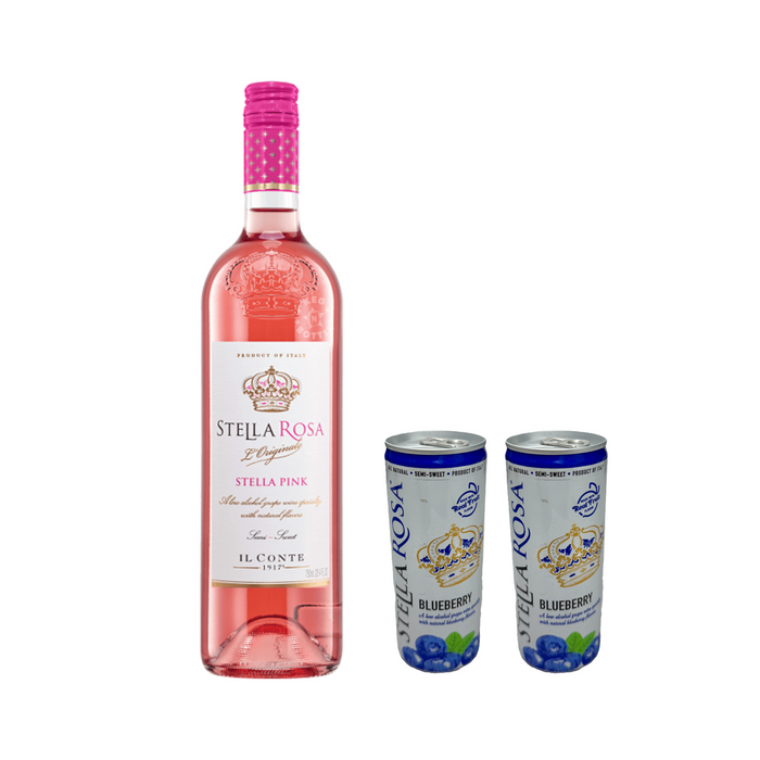 Stella Rosa Stella Pink & 2 Blueberry Cans Combo Pack