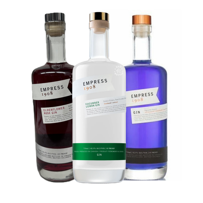 Empress 1908 Indigo, Cucumber Lime, & Elderflower Rose Gin Combo Pack (750 mL)