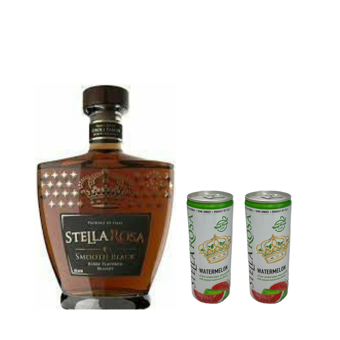 Stella Rosa Smooth Black Berry Flavored Brandy & 2 Watermelon Cans Combo Pack