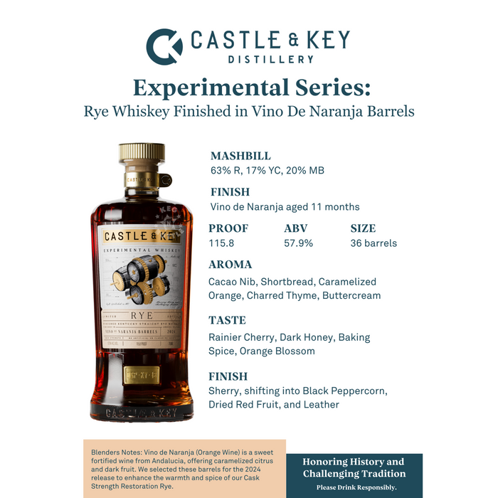 Castle & Key Experimental Series Rye Finished in Vino De Naranja Casks (750mL)