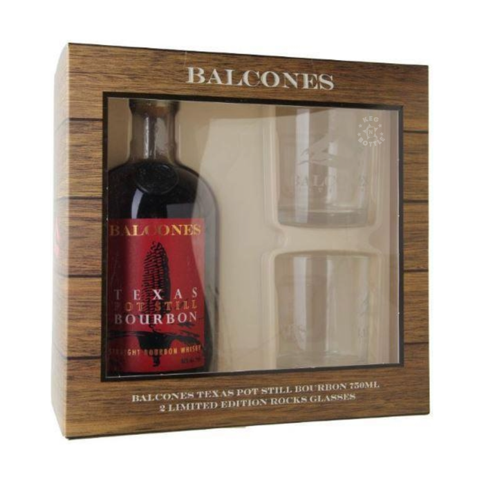 Balcones Texas Pot Still Bourbon with Rocks Glasses (750 ml)