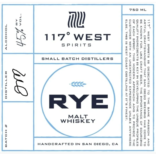 117° West Spirits Rye Malt Whiskey (750 ml)