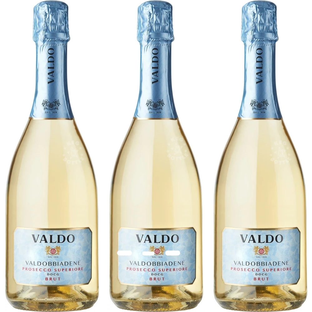 Valdo Valdobbiadene Prosecco Superiore Brut 750mL Italian sparkling wine bottle 3 Pack