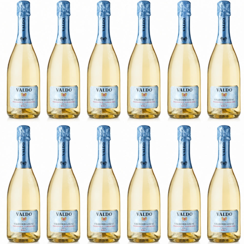 Valdo Valdobbiadene Prosecco Superiore Brut 750mL Italian sparkling wine bottle 12 Pack