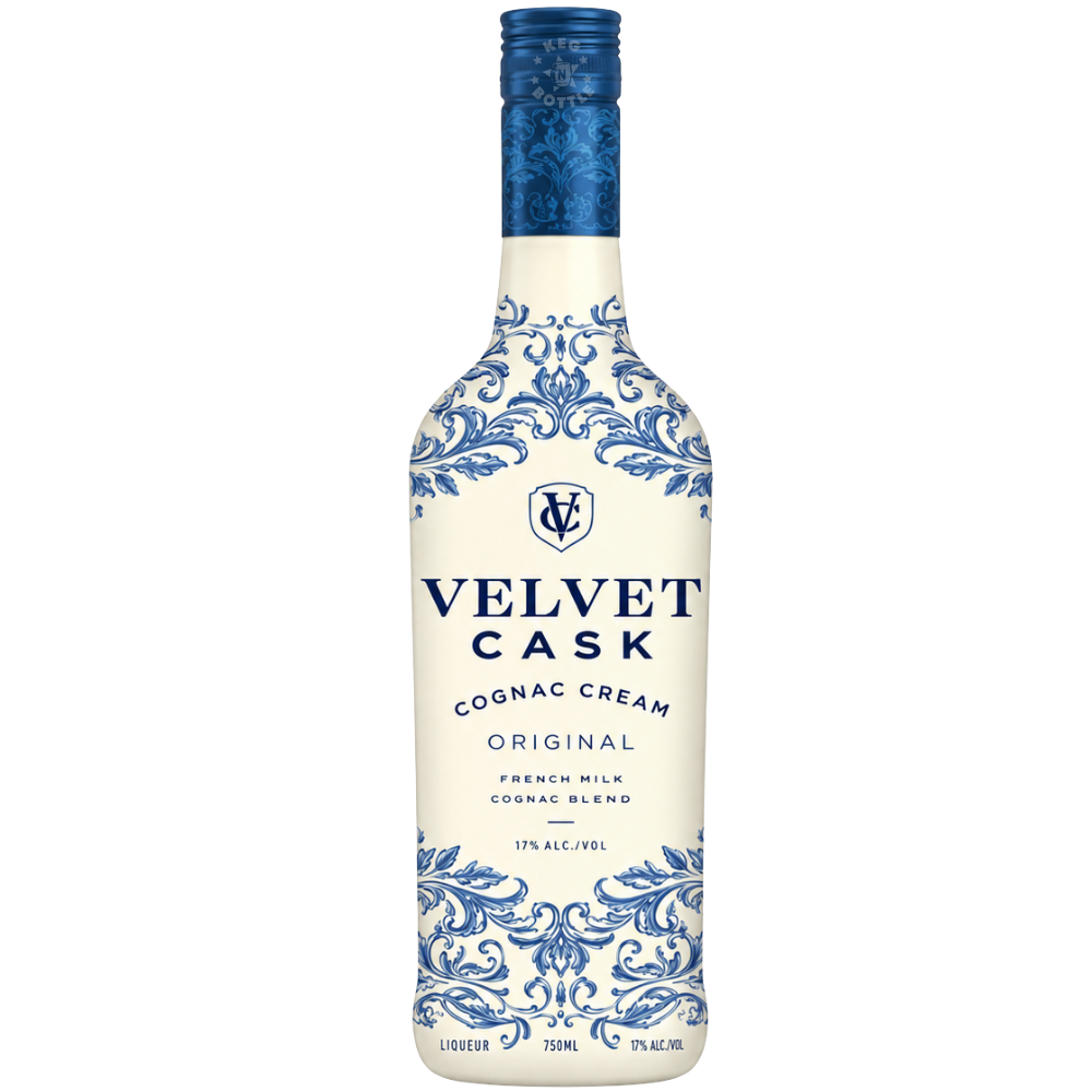 Velvet Cask Original Cognac Cream Liqueur 750mL bottle crafted with French Cognac and real cream.