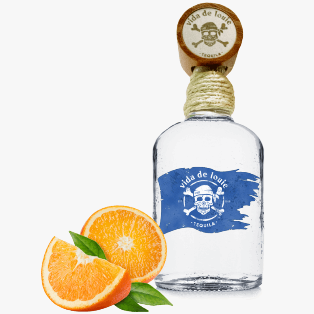 Vida de Louie Blanco 100% Blue Agave 750mL bottle with blue label and distinctive skull design.