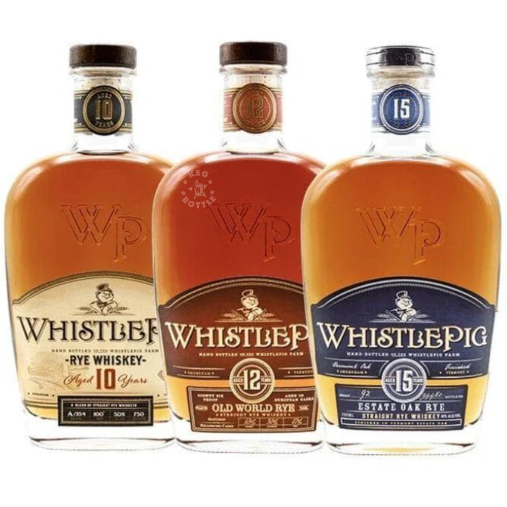 WhistlePig 10, 12, 15 Year Straight Rye Whiskey Value Bundle (750mL)